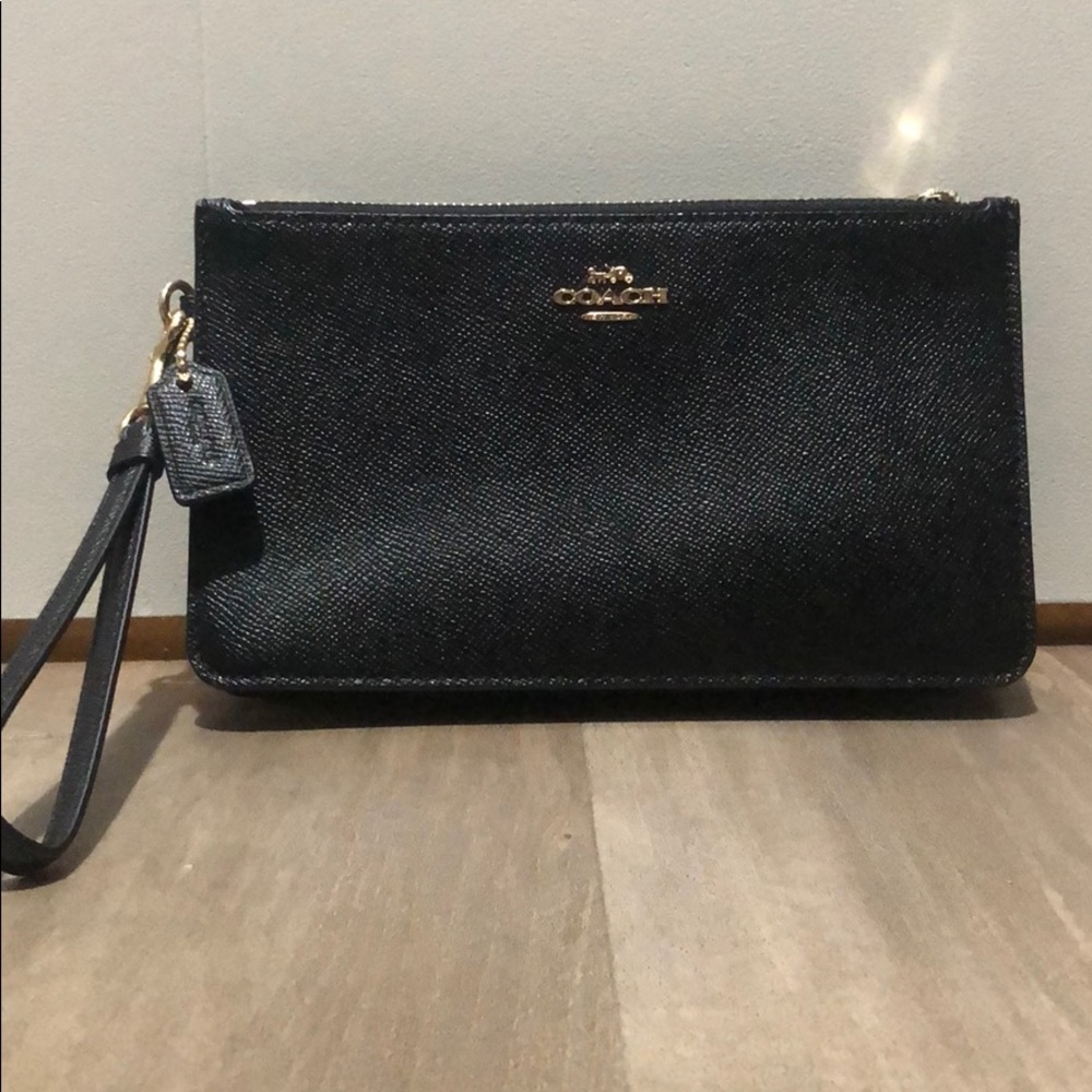 Large Coach leather wristlet